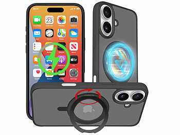 iPhone 16 Hülle Magnet: Xcase Stoßfeste Hülle für iPhone 16, MagSafe-kompatibel, 360°-Ständer 