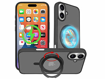 iPhone 16 Plus Backcover: Xcase Stoßfeste Hülle für iPhone 16 Plus, MagSafe-kompatibel, 360°-Ständer