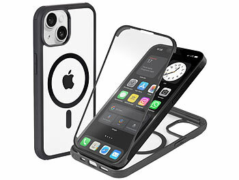 iPhone 14 Hülle Magnet: Xcase 360°-Schutzhülle für iPhone 14, stoßfest, MagSafe-kompatibel, schwarz