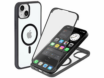 Handyhülle: Xcase 360°-Schutzhülle für iPhone 14 Plus, stoßfest, MagSafe-komp., schwarz 