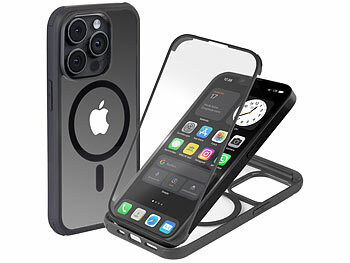 Handyhülle iPhone 14 Pro: Xcase 360°-Schutzhülle für iPhone 14 Pro, stoßfest, MagSafe-komp., schwarz