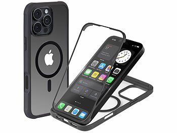 iPhone 16 Pro Max Case: Xcase 360°-Schutzhülle für iPhone 16 Pro Max, stoßfest, MagSafe-komp., schw.