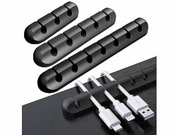 Ladekabel-Halterung: General Office 3er-Set selbstklebende Kabelhalter für 3, 5 und 7 Kabel, schwarz
