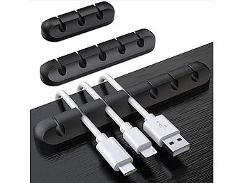 General Office 3er-Set selbstklebende Kabelhalter für 3, 5 und 7 Kabel, schwarz