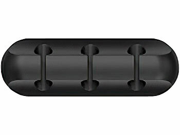 General Office 3er-Set selbstklebende Kabelhalter für 3, 5 und 7 Kabel, schwarz