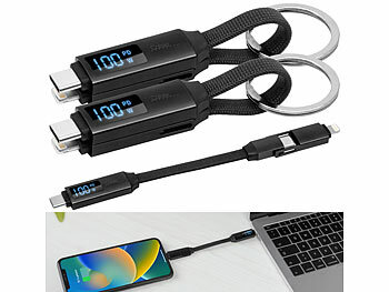 Schnellladekabel Typ C: Callstel 2er-Set 3in1-Daten- & Schnellladekabel, 100Watt,PD,OTG,USB C,Lightning