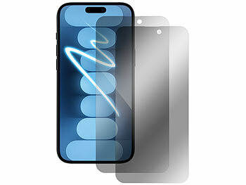Sichtschutz für iPhone: Somikon 2er-Set Schutzfolien aus gehärtetem Glas, kompatibel mit iPhone 16Plus