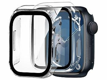 Displayglas Schutz: Xcase 2er-Set Glas-Displayschutz für Apple Watch Series 7/8 (45 mm)