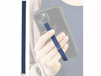 PEARL 2er-Set Universal-Finger-Handyhalterung, Silikon, blau+schwarz, 210 mm