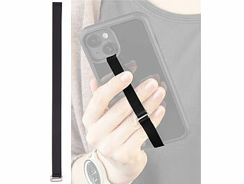 PEARL 2er-Set Universal-Finger-Handyhalterung, Silikon, schwarz+pink, 230 mm