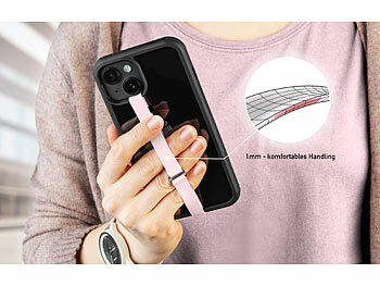PEARL 2er-Set Universal-Finger-Handyhalterung, Silikon, pink + lila, 200 mm