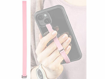 PEARL 2er-Set Universal-Finger-Handyhalterung, Silikon, schwarz+pink, 230 mm