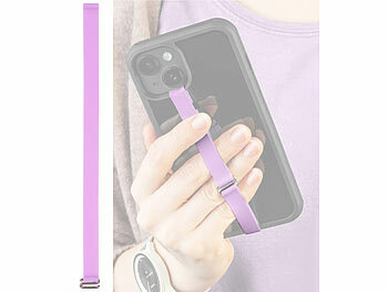 PEARL 2er-Set Universal-Finger-Handyhalterung aus Silikon, blau+lila, 210 mm