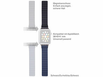 Callstel Armband für Apple Watch, 38/40/41 mm, schwarz/dunkelblau