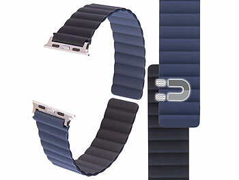 Callstel Armband für Apple Watch, 38/40/41 mm, schwarz/dunkelblau/silber