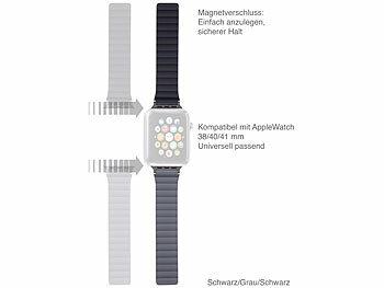 Callstel Armband für Apple Watch, 38/40/41 mm, schwarz/grau
