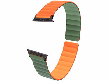Silikon Armbänder Frauen: Callstel Armband für Apple Watch, 38/40/41 mm, orange/dunkelgrün/schwarz