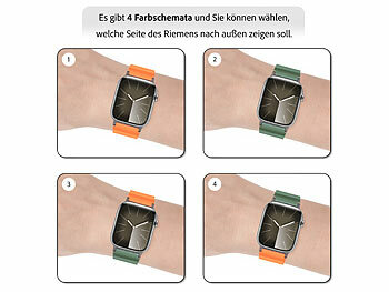 Callstel Armband für Apple Watch, 38/40/41 mm, orange/dunkelgrün/schwarz