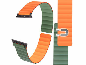 Callstel Armband für Apple Watch, 38/40/41 mm, orange/dunkelgrün/schwarz