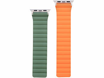 Callstel Armband für Apple Watch, 38/40/41 mm, orange/dunkelgrün/silber