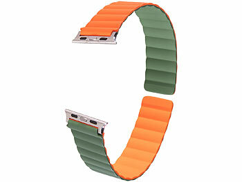 Silikon Armbänder Herren: Callstel Armband für Apple Watch, 38/40/41 mm, orange/dunkelgrün/silber