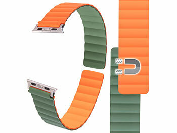 Callstel Armband für Apple Watch, 38/40/41 mm, orange/dunkelgrün/silber