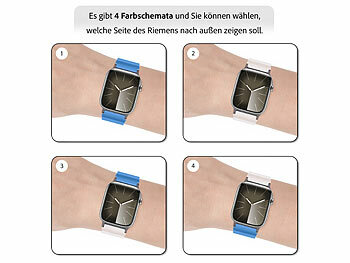 Callstel Armband für Apple Watch, 38/40/41 mm, blau/hellgrau/schwarz