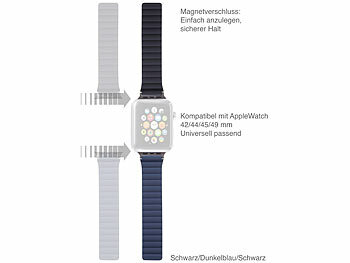 Callstel Armband für Apple Watch, 42/44/45/49mm, schwarz/dunkelblau