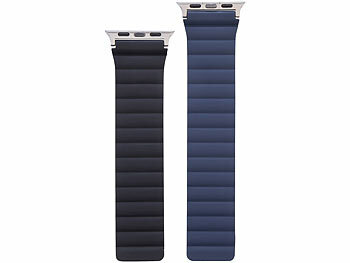 Callstel Armband für Apple Watch, 42/44/45/49mm, schwarz/dunkelblau/silber 