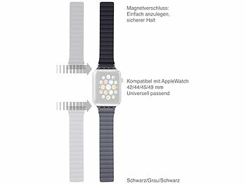 Callstel Armband für Apple Watch, 42/44/45/49 mm, schwarz/grau