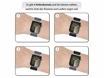 Callstel Armband für Apple Watch, 42/44/45/49 mm, schwarz/grau/silber