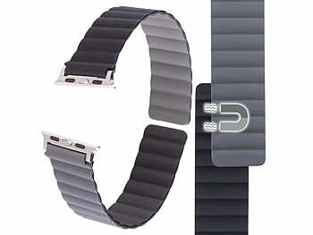 Callstel Armband für Apple Watch, 42/44/45/49 mm, schwarz/grau/silber