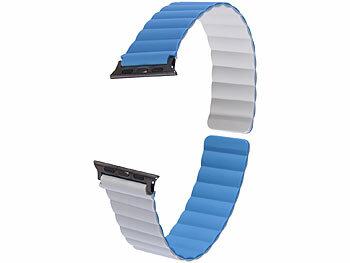 Ersatzbänder: Callstel Armband für Apple Watch, 42/44/45/49mm, blau/hellgrau/schwarz