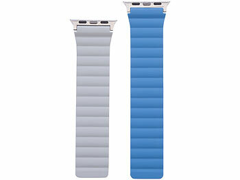Callstel Armband für Apple Watch, 42/44/45/49mm, blau/hellgrau/silber