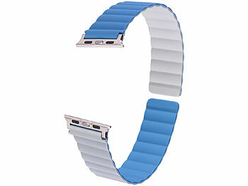Silikon Armband Herren: Callstel Armband für Apple Watch, 42/44/45/49mm, blau/hellgrau/silber