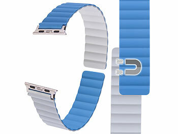 Callstel Armband für Apple Watch, 42/44/45/49mm, blau/hellgrau/silber