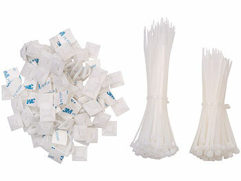 AGT 400er-Set UV-beständige Kabelbinder mit Sockel, weiß 