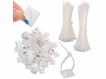 AGT 400er-Set UV-beständige Kabelbinder mit Sockel, weiß 