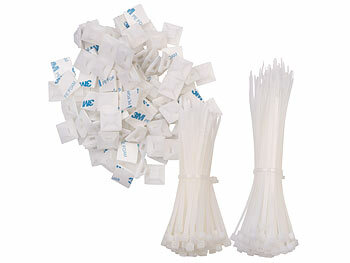 AGT 400er-Set UV-beständige Kabelbinder mit Sockel, weiß 