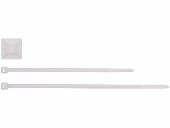 AGT 400er-Set UV-beständige Kabelbinder mit Sockel, weiß 