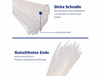 AGT 400er-Set UV-beständige Kabelbinder mit Sockel, weiß 