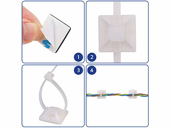 AGT 400er-Set UV-beständige Kabelbinder mit Sockel, weiß 