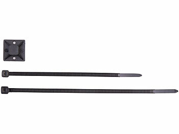AGT 400er-Set UV-beständige Kabelbinder mit Sockel, schwarz