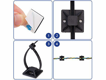 AGT 400er-Set UV-beständige Kabelbinder mit Sockel, schwarz