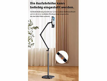 Callstel Bodenständer für Smartphone & Tablet, 5" - 12", 360° drehbar, 160 cm