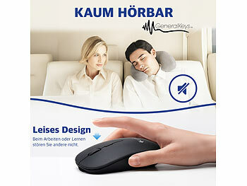GeneralKeys 2er-Set Akku-Mini-Maus mit Bluetooth 5.2 & 2,4 GHz, weiß & schwarz