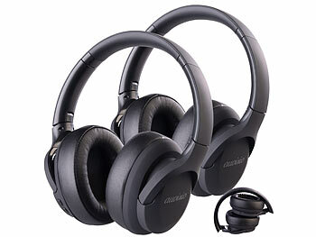 Reisekopfhörer: auvisio 2er-Set faltbare Over-Ear-Kopfhörer, Akku, ANC, Bluetooth 5.3, Mikro