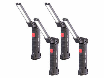 Faltbare Arbeitsleuchte: PEARL 4er-Set COB-LED-Arbeitsleuchten mit 360° schwenkbarem Hals 