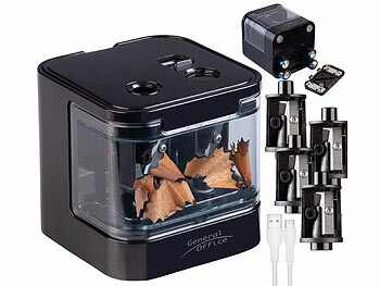 Bleistiftanspitzer: General Office Bleistiftspitzer, USB- & Batterie-Betrieb, 6-12 mm Ø Stifte, schwarz