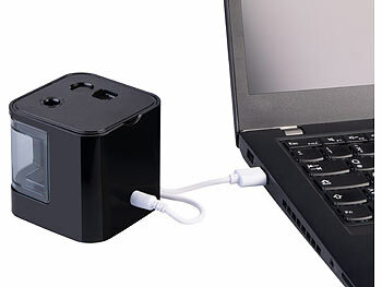 General Office Bleistiftspitzer, USB- & Batterie-Betrieb, 6-12 mm Ø Stifte, schwarz